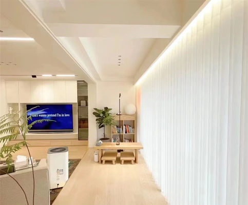 پرده های نیمه کور دستی تنفسی ضد UV White Dream کنترل طناب عمودی