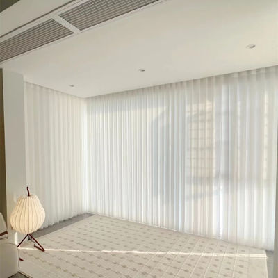 پرده های نیمه کور دستی تنفسی ضد UV White Dream کنترل طناب عمودی
